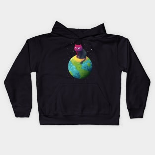 Unimpressed Cat Sitting on Top of the Planet Kids Hoodie